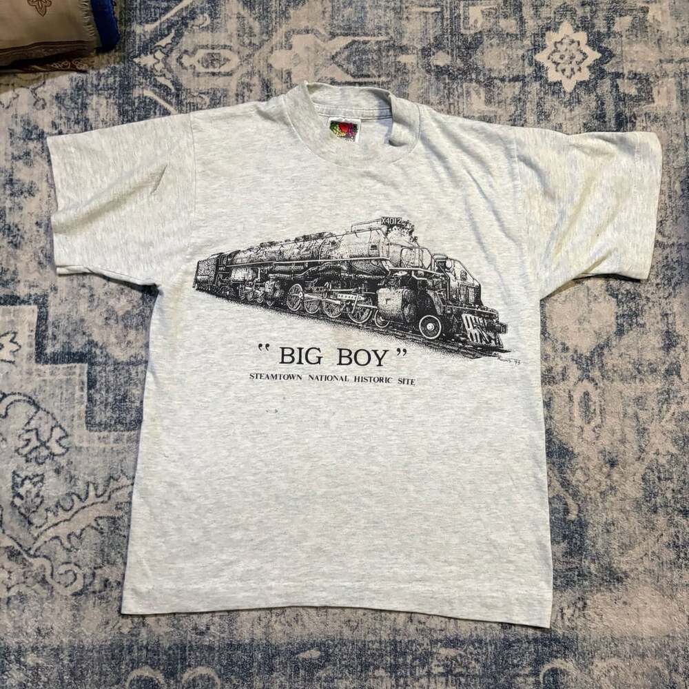 Fruit of the Loom Big Boy Steamtown T-Shirt Size 10-12 Gray Vintage